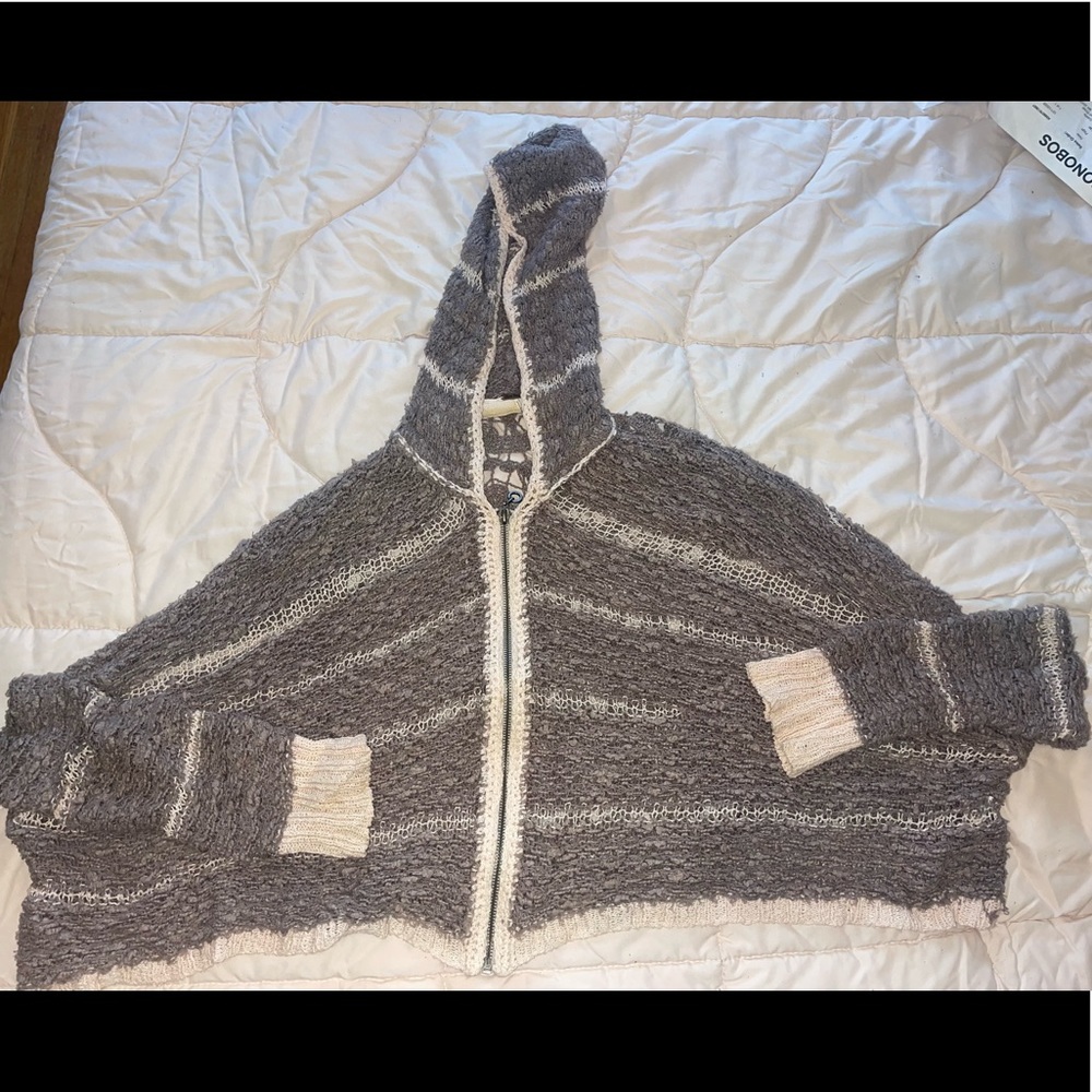 Free people, purple and pink, crochet sweater hoodie